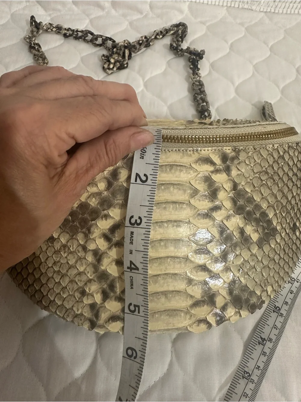 Nancy Gonzalez  Python Crossbody -belt bag in Beige and Black